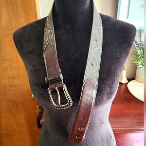 Brighton Brown Embellished Genuine Leather Belt